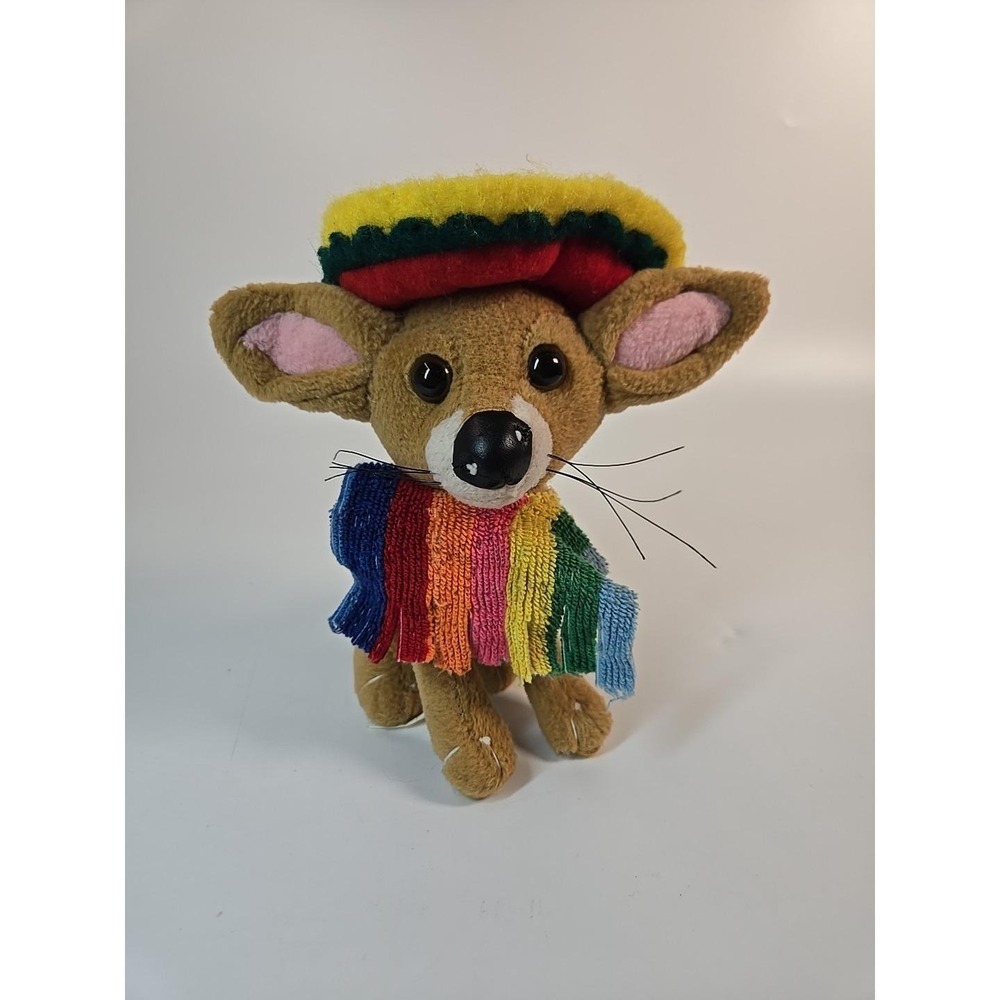 Goffa International Mexican Chihuahua Plush Toy Sombrero & Poncho Vintage